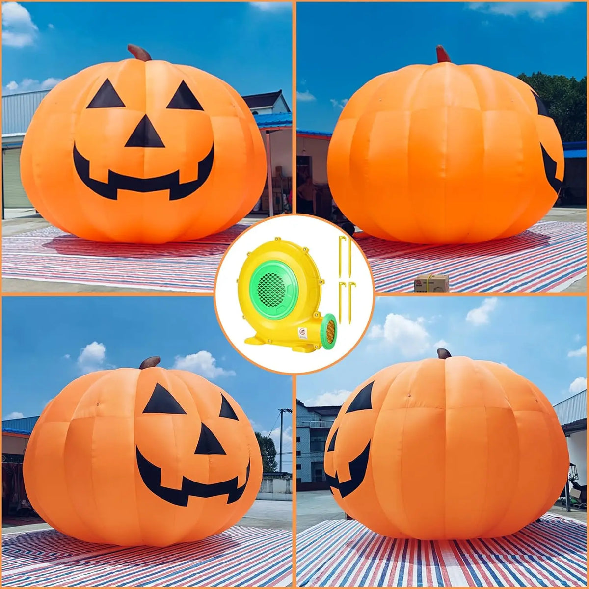 Giant 10Ft Halloween Inflatables Pumpkin Decorations with Waterproof Air Blower And LED Lights for Outdoor Yard Decorations