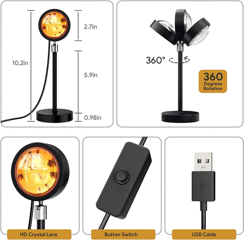 LumenNest 16 Colors RGB USB Sunset Light
