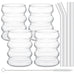 4pcs/Set Glass Cups Coffee Mug Creative Clear Drinking Glasses Ribbed Glassware Cups With Straws Set Cocktail Fruit Glass