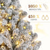 6FT/7.5FT Flocked Artificial Christmas Tree with Snowy Warm White LED Lights Hinged Divisions & Metal Stand  Soft Snow Fraser Fir Holiday Decor for Home & Office