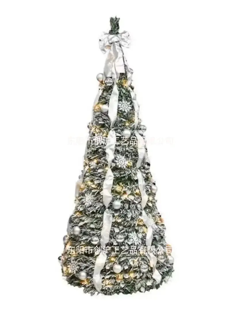New 210cm/7ft Foldable Pre-Decorated Christmas Tree Pop-Up Festive Decoration Home Decor Portable Christmas Tree
