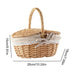 Handmade Wicker Picnic Basket With Handle Picnic Hamper Multi-Purpose Willow Woven Storage Box Outdoor Camping Fruit Basket