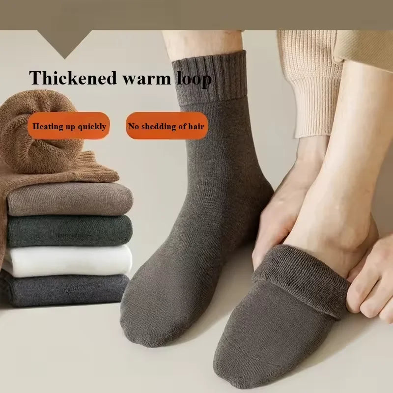 Men's Fleece-Lined Thermal Socks – Cashmere-Feel Winter Boot Socks for Cold Weather
