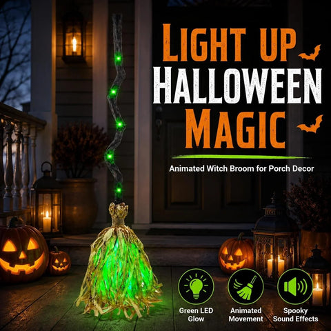 Halloween Witch Broom Light