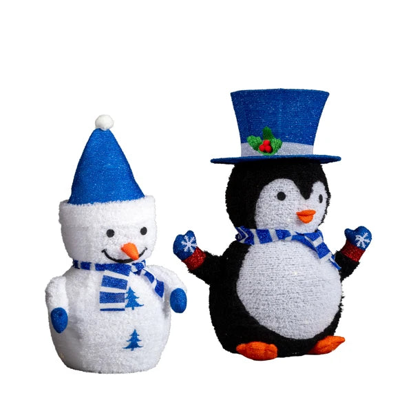Xmas Gift LED Snowman Santa Claus Ornament with 100 Warm White LED Lights for Xmas Outdoor Indoor Decor Lighted Holiday Displays Christmas Tree Light Hanging Home Decor