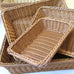 Hand-Woven Imitation Rattan Basket, Rectangular Storage Box, Fruit Snack Bread Cosmetic Organizer for Home Kitchen