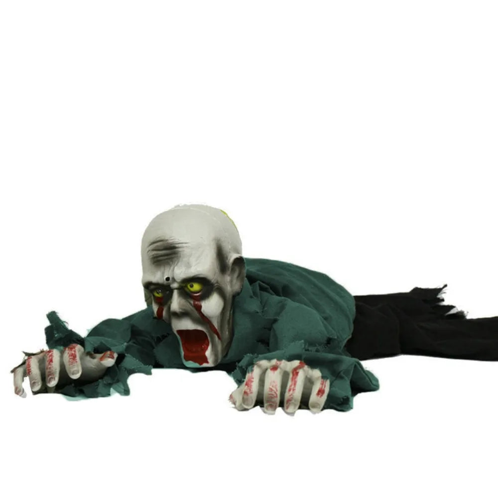 Electric Halloween Crawling Ghost Bald Head Voice-activated Climbing Zombie Figure Realistic Folding Escape Room Climbing Ghost