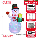 7FT Inflatable Santa Claus Riding Shake Head Bear And 5FT Christmas Snowman With LED Light Model Outdoor Garden Xmas Decorati