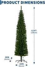 Slim Pencil Prelit Christmas Tree With Warm White Lights PVC Artificial Tree For Small Spaces Home Holiday Indoor Decoration