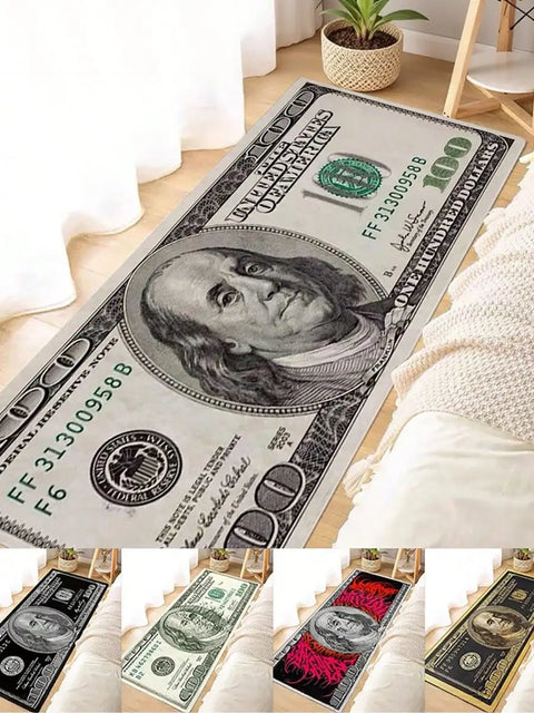 1pc Interesting Portrait & Dollar Bill Pattern Rug
