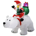 7FT Inflatable Santa Claus Riding Shake Head Bear And 5FT Christmas Snowman With LED Light Model Outdoor Garden Xmas Decorati