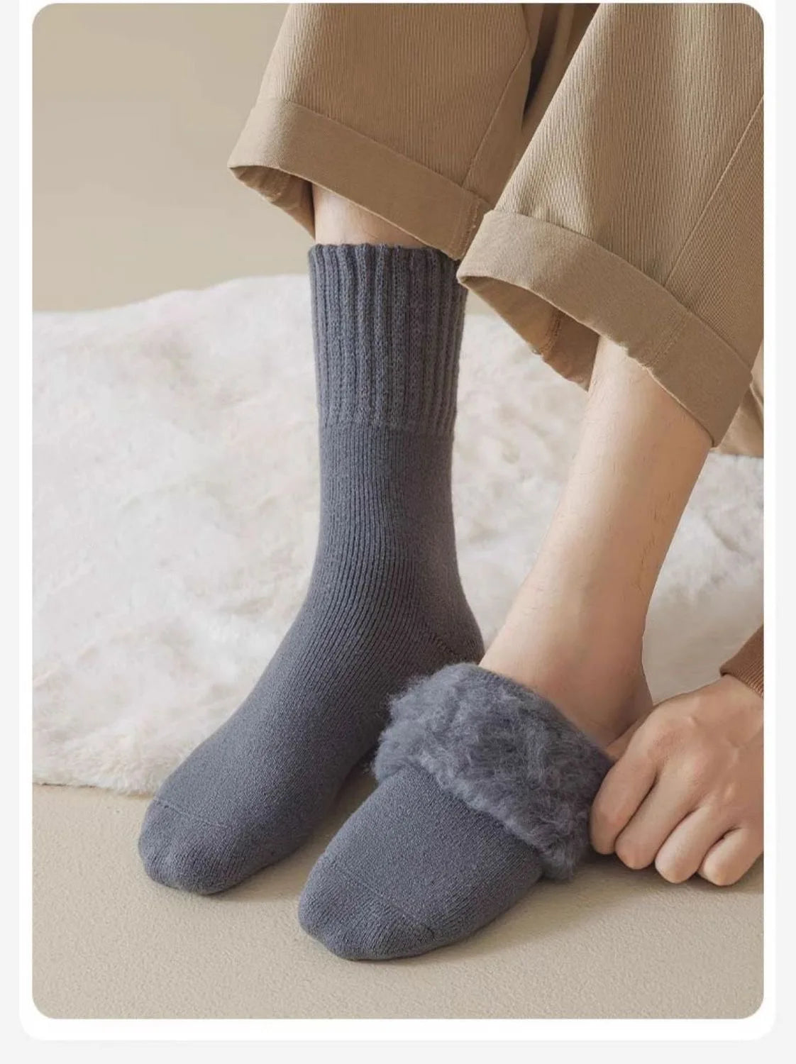 Men's Fleece-Lined Thermal Socks – Cashmere-Feel Winter Boot Socks for Cold Weather