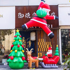 6FT Christmas Inflatables Roof Outdoor Decorations Climbing Santas Funny Hanging Santa Inflatable with Gift Bag for Window Eaves