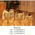 Christmas luminous wrought iron deer window decoration Christmas deer pull car with light gift box Christmas desktop bright