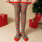 CandyCane Legs Women's Striped Thigh High Socks