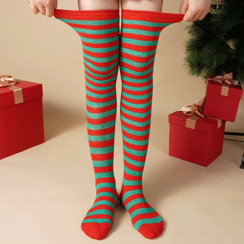 CandyCane Legs Women's Striped Thigh High Socks