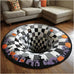 3D Halloween Rug, Skeleton Vortex Quilted Round Rugs