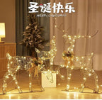 Christmas luminous wrought iron deer window decoration Christmas deer pull car with light gift box Christmas desktop bright