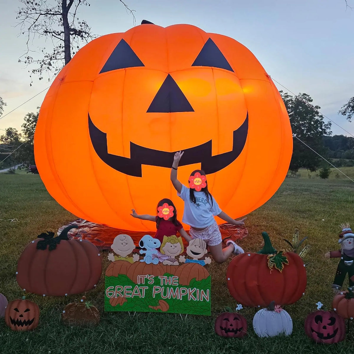 Giant 10Ft Halloween Inflatables Pumpkin Decorations with Waterproof Air Blower And LED Lights for Outdoor Yard Decorations