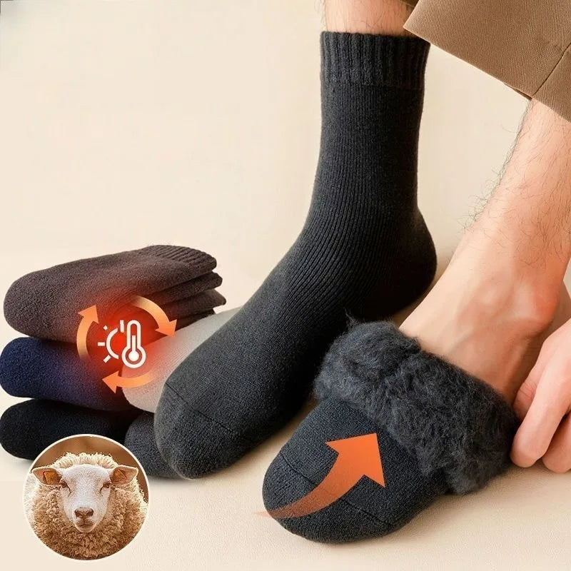 Men's Fleece-Lined Thermal Socks – Cashmere-Feel Winter Boot Socks for Cold Weather