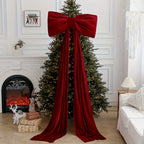 Fluffy velvet Christmas bows for background party room wall decorations Giant Christmas bows for Christmas tree decorations