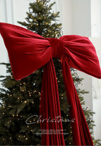 Fluffy velvet Christmas bows for background party room wall decorations Giant Christmas bows for Christmas tree decorations