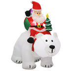 7FT Inflatable Santa Claus Riding Shake Head Bear And 5FT Christmas Snowman With LED Light Model Outdoor Garden Xmas Decorati