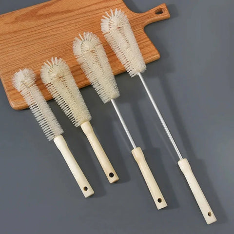 Kitchen Cleaning Tool Drink Bottles Glass Scrubbers Cleaning Brush Wooden Bottle Cleaning Brush With Long Handle For Baby Bottle