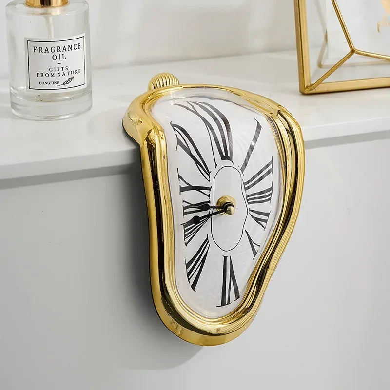 Surreal Melting Clock Silent Melted Wall Clock Salvador Dali Style Wall Watch for Decorative Home Office Shelf Desk Table Gift