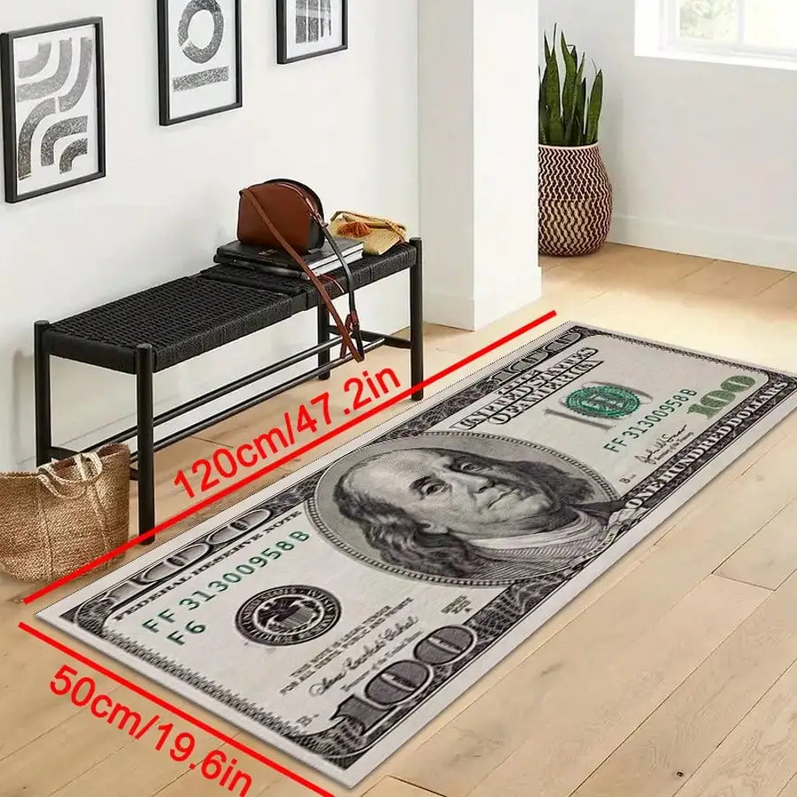 1pc Interesting Portrait & Dollar Bill Pattern Rug