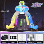12FT Halloween Inflatables Archway UFO Alien Giant Alien Arch Inflatable with Colorful Flashing Lights Scary Halloween